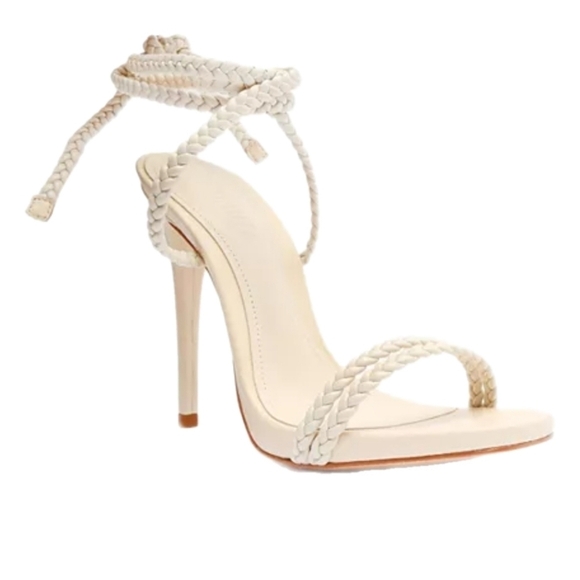 NWOB SCHUTZ Jada Braided Ankle Tie SandalEGG SHELL, Size 5.5 New with defect - Picture 2 of 9